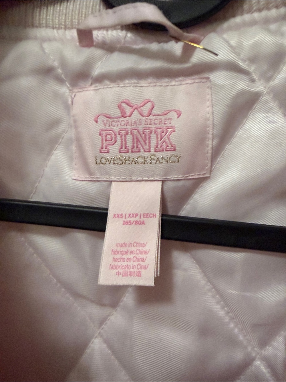 PINK by LoveShackFancy Girls' Light Pink Varsity Jacket - Picture 3 of 3